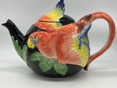 VINTAGE FITZ AND FLOYD 1989 PARROT TEAPOT ~ (44oz Rare) | eBay