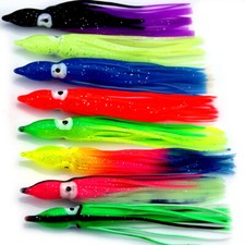 50pc Octopus Skirt Fishing Trolling Lure Bait Soft Squid Lure Hoochies Mix 7in