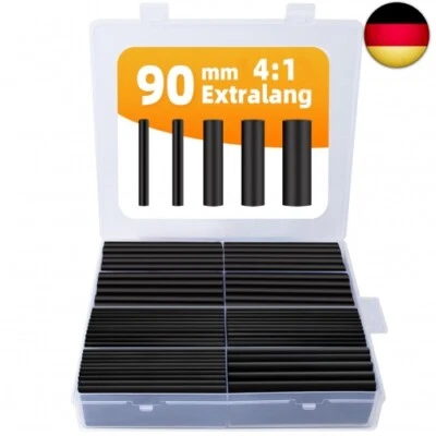 DAMOGUIN 90mm Extra lange Schrumpfschlauch-Set mit Kleber, 4:1 Wasserdicht