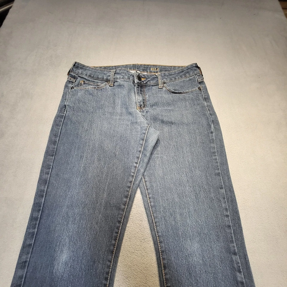 MNG By Mango Jeans Womens 12 Blue Ella Slim Straight Distressed Stretch Denim - Image 2 of 4