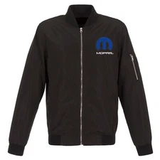 Mopar Lightweight Nylon Bomber Jacket Embroidered Logo Black JH Design