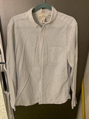 H&M LOGG White/Blue Striped Cotton Button Down Shirt-size L