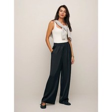 NWT REFORMATION Robin Satin Pant SZ L Black