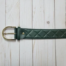 Tailored Sportsman Quilted Leather Belt - Black Forest/Gold