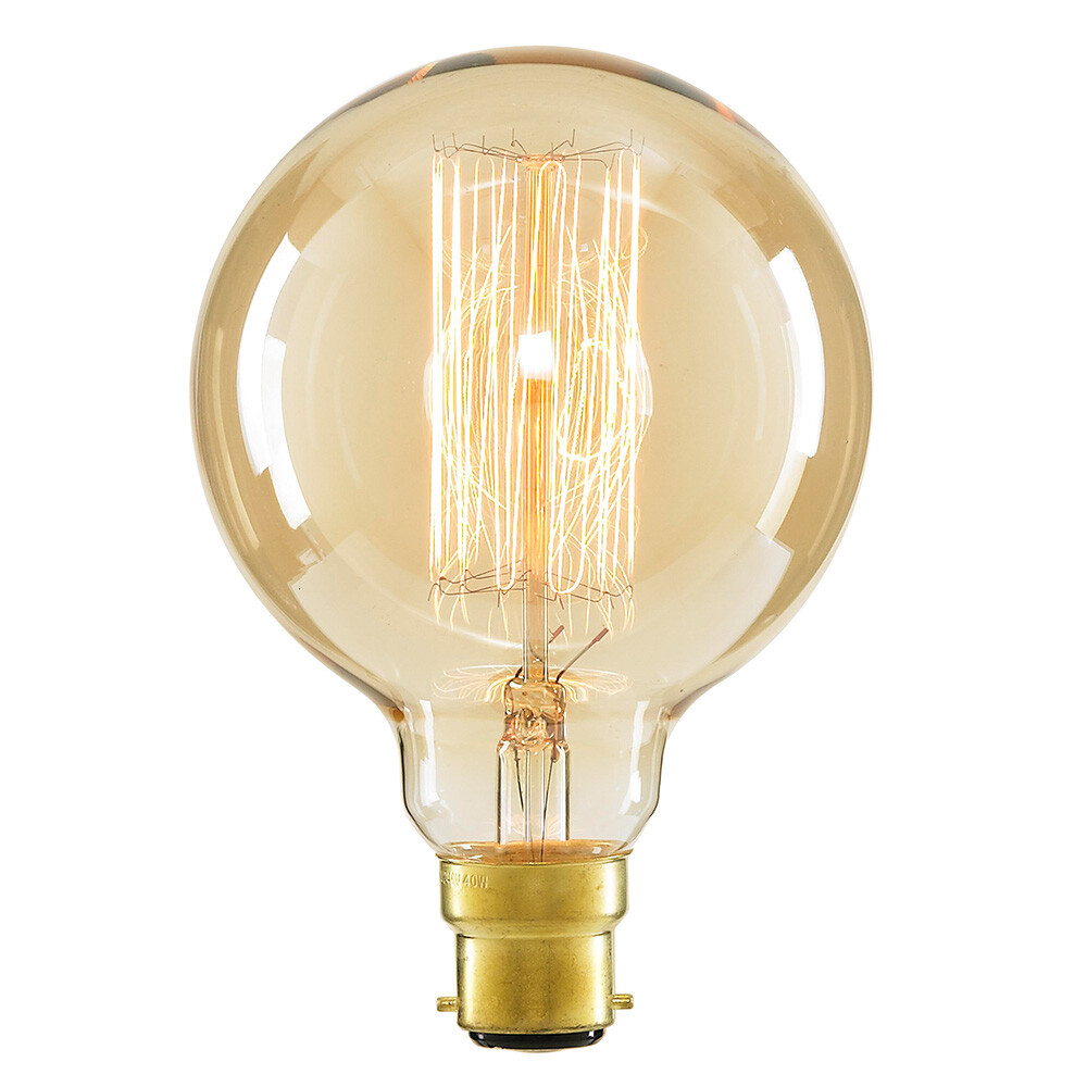 Litecraft Light Bulb B22 Bayonet Cap Squirrel Cage Globe Filament - Gold Tinted