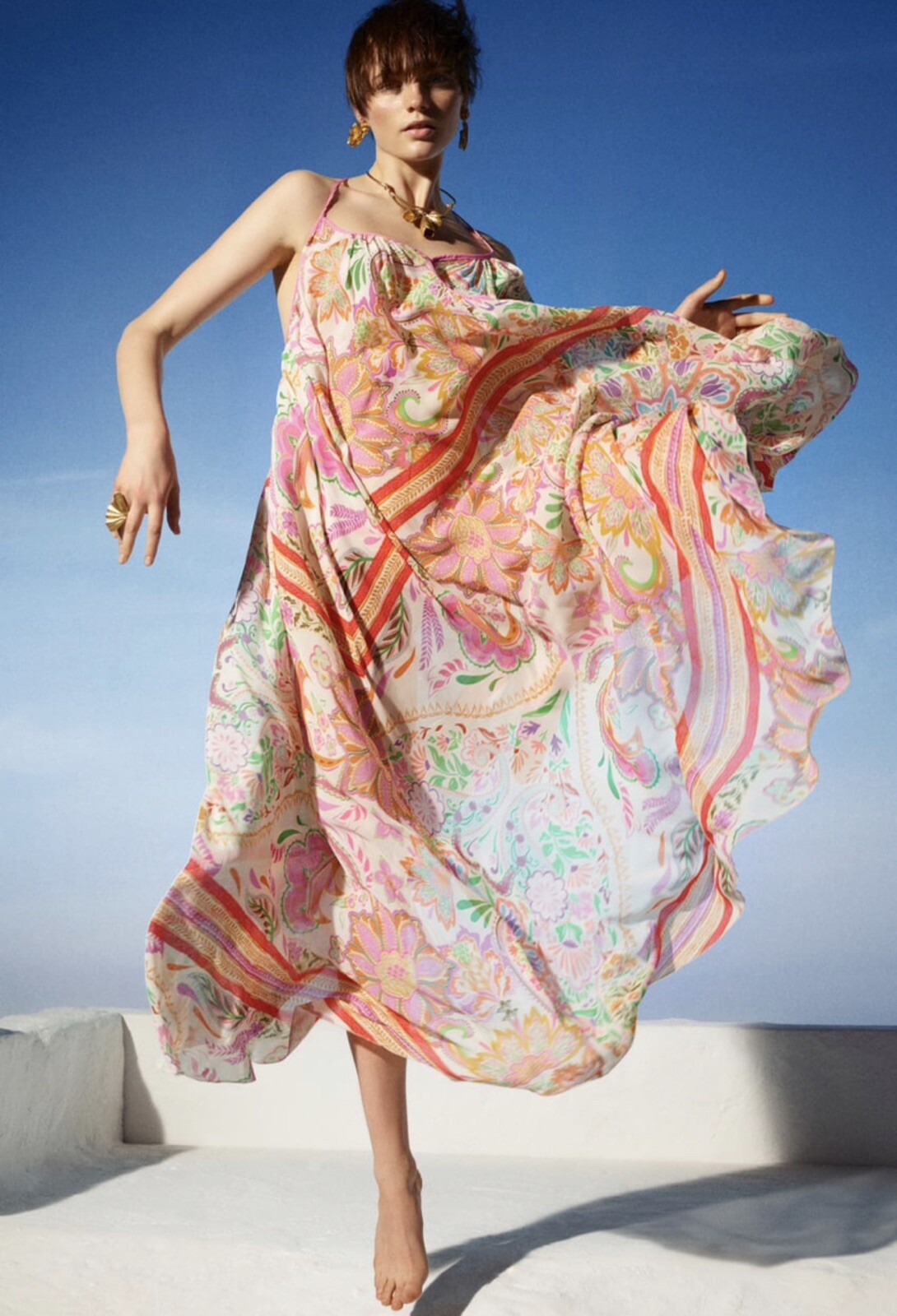 Zara Long Printed Dress, Size XS BNWT RRP £109 Ref: 7646/022