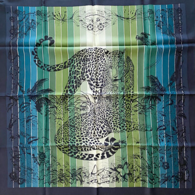 Hermes Scarf Jungle Love Rainbow by Robert Dallet 90 cm Silk