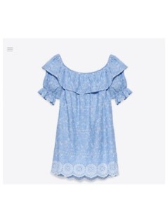 sky blue embroidered dress