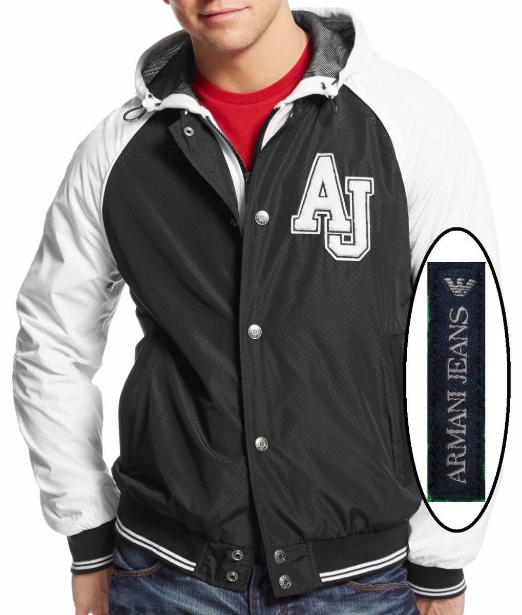 NWT Armani Jeans Slim Fit Logo 2-way Zip-front Varsity