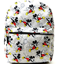 Disney Mickey Mouse School Backpack All Over Print 16" Travel Book Bag New Large