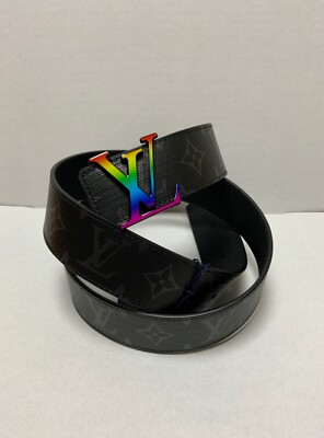 Louis Vuitton Cintura Monogramma Reversibile Arcobaleno Nero Argento 40mm  Taglia 100 MP130 | eBay