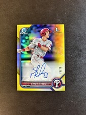 2022 Bowman Chrome SIMON MUZZIOTTI 1st Yellow Refractor Auto 75/75 Phillies