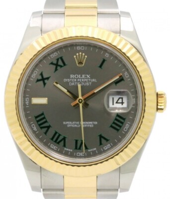 Rolex Datejust 41 Yellow Gold/Steel Wimbledon Roman Oyster 116333 BOX PAPERS
