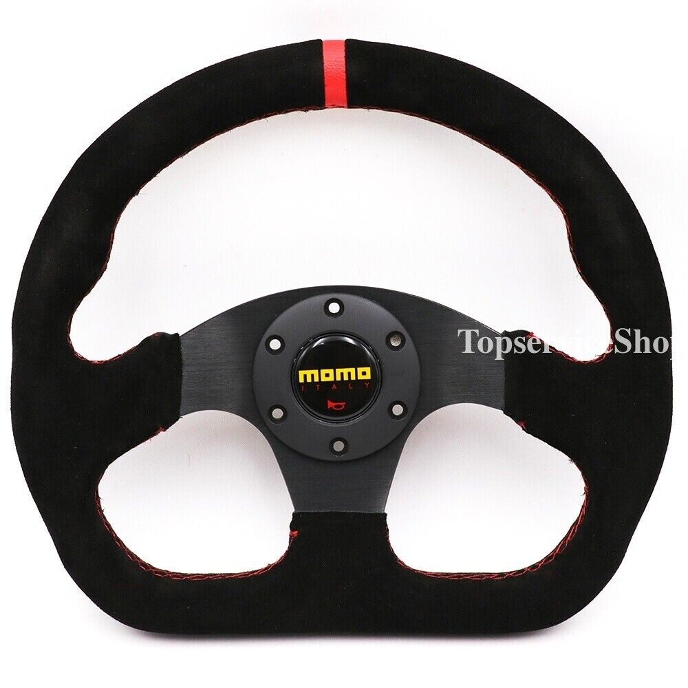 320mm momo Black Suede Leather Racing Flat Rally Sport Drift