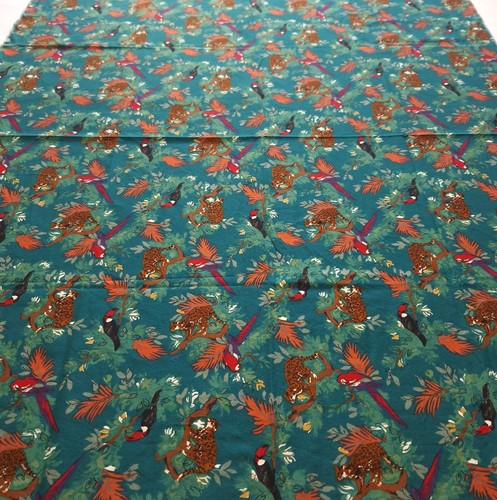 A. Henry Jungle Animals Birds Multi on Dark Green Quilting Cotton Fabric 34" L - Picture 11 of 11