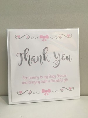 Thank You Card Baby Shower Thank You Card Pink Card Blank 6 Card Handmade Ebay