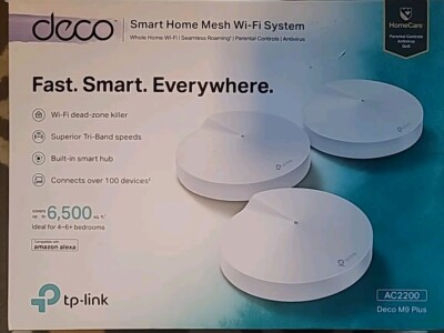 TP-LINK Deco M9 Plus AC2200 Smart Home Mesh Wi-Fi System (3-pack 