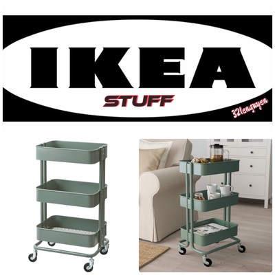 Ikea Raskog Utility Cart Beige Steel Shelves Rolling Organizer