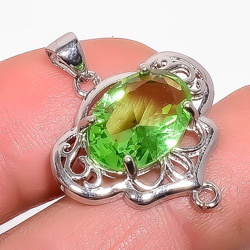 Green Amethyst 925 Silver Pendant 1.09" P7-59