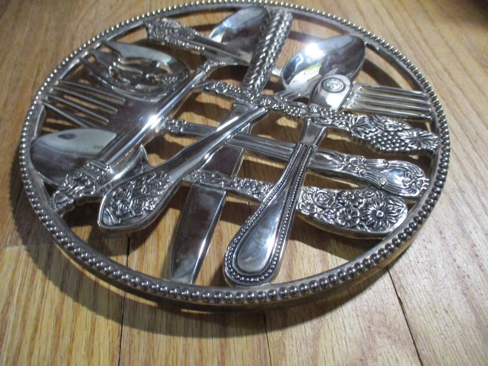 De colección Godinger Silver Art Co Plato de Plata Cubiertos/Utensilios Remache Decoración de Pared Usado en Excelente Condición Foto 3 de 4