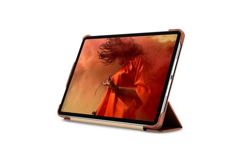 Funda protectora de cuero auténtico ICARER abatible funda inteligente para iPad Pro 11 12.9 2018-2022 - Imagen 12 de 14