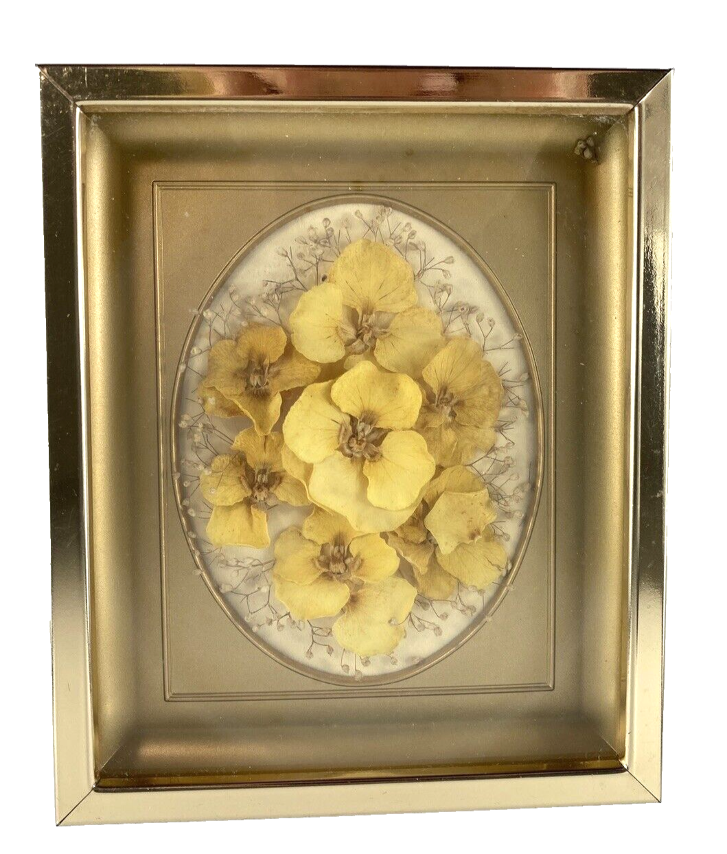 Vtg Dried Flowers Gold Mini Wall Art Picture Frame Handmade Gift 6