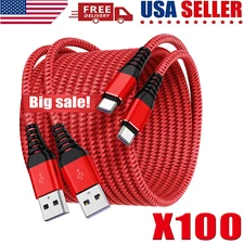 Heavy Duty Braided USB C Type-C Fast Charging Data Sync Charger lot Long Cord