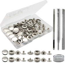 12 Set Leather Snap Fasteners Kit, 15Mm Metal Snap Buttons Kit Press Studs with