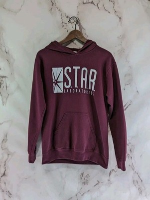 STAR Laboratories Hoodie Mens Small Dark Red Comic Labs Adult Unisex Sweatshirt 