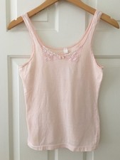 Vintage St. Eve 100 Cotton Peach Camisole Tank Top Lace Trim Sz Sm tiny Flaw