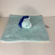 Parent's Choice Dinosaur Triceratops Blue Baby Security Blanket Plush Lovey 11  