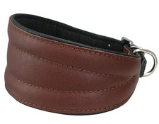 2 Inch Wide Brown Real Leather Extra Wide Padded Tapered Dog Collar 1011.25