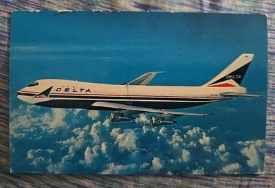 Vintage Delta 747, Commercial Airline Postcard (1B1)