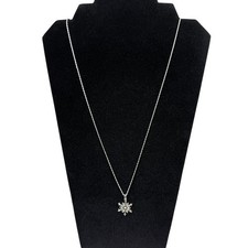 Sparkling Crystal Rhinestone Snowflake Pendant and Necklace Silver Tone 26 in L