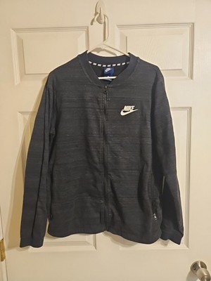 Nike Bomber Jacket Mens Large Black Sweatshirt Sportswear Full Zip Club Fleece