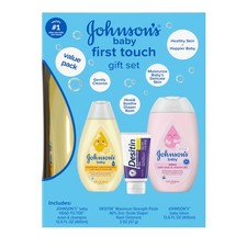 Johnson's First Touch Baby Essentials Gift Set with Body Wash  Shampoo, Body...