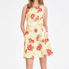 Vince Camuto Printed Scuba Fit & Flare Sleeveless Floral Lime Dress Women 10 NWT