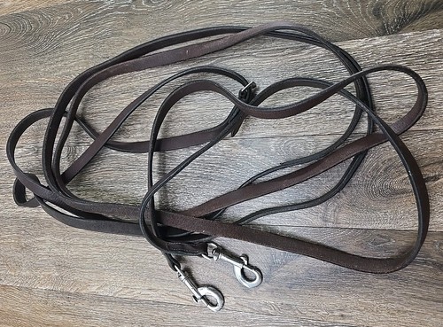 Dark Brown Flat Leather Reins 1/2” Wide  89" total length - Adjustable