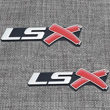 For Lsx Ls X Emblem Silver Red 3d Badge Decal -2pc For Lsx Ls X Emblem Silver Red 3d Badge Decal -2pc