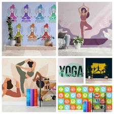 3D Yoga Body Cartoon Self-adhesive Wallpaper Removable Wallpaper Wall Mural