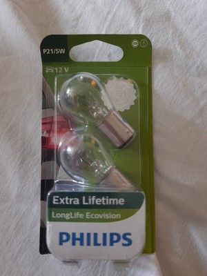 2x Philips LongLife Ecovision P21/5W 21/5W 12V Autolampen Glühlampen