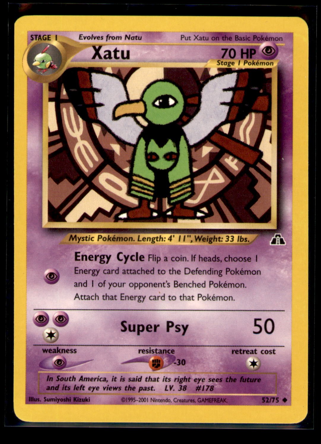 Xatu 52/75 Uncommon Neo Discovery Pokemon Unlimited Lightly Played