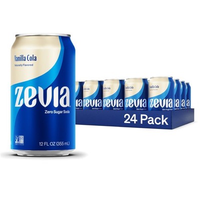 Zero Sugar Vanilla Cola Soda, 24-Pack Cans   Non-GMO, Gluten-Free, Vegan