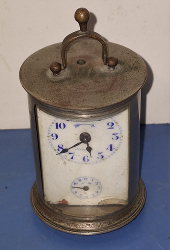 RARE UNUSUAL ANTIQUE "ALLROUND" GERMANY MINIATURE CARRIAGE CLOCK +ALARM AS IS - Picture 4 of 13