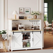 Kitchen Hutch Buffet Cabinet ,Coffee Bar Storage Cabinet w/ Door  Power Outlet
