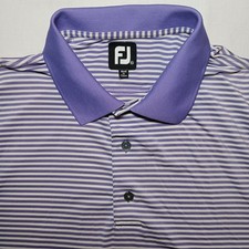 Footjoy FJ Mens Performance Golf Polo Shirt XL Purple Stripes Stretch