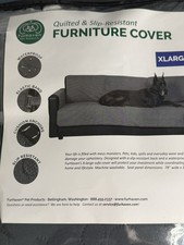 NIB - Furhaven Water Resistant Quilted Reversible X-Large Sofa Cover Gray