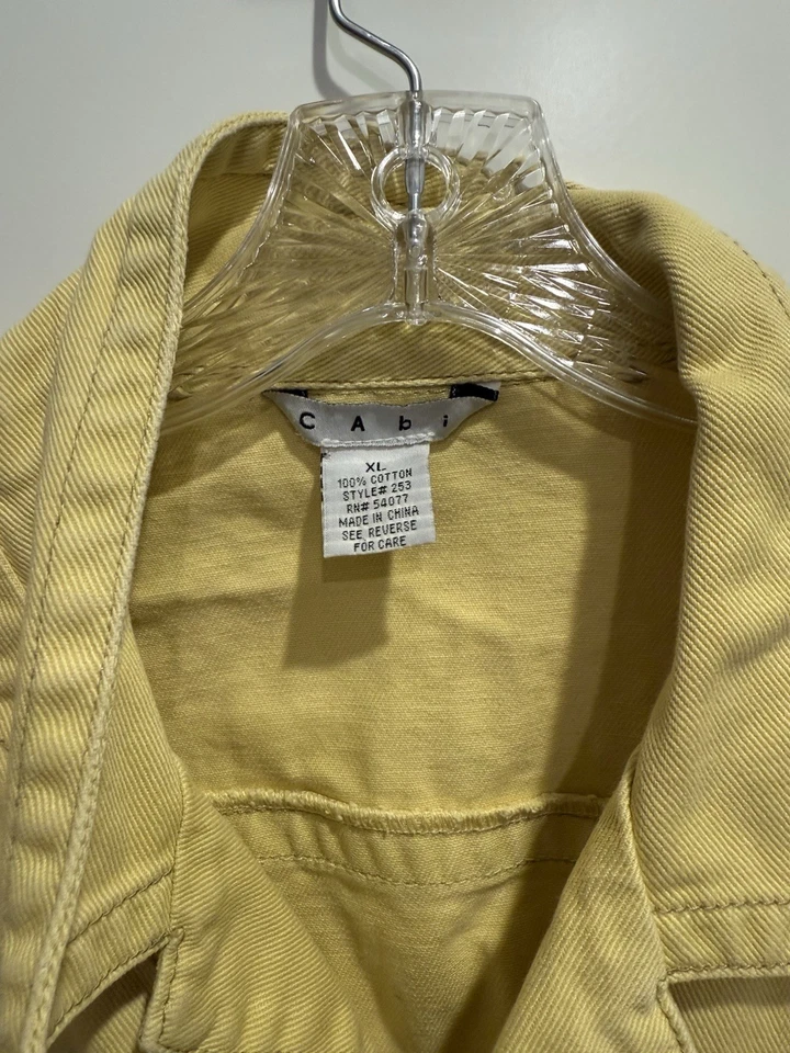 Women’s Cabi Yellow Denim Button Up Jacket Size XL - Image 2 of 3