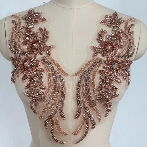 1 пара ручной работы бисером кристалл лиф аппликация нашивки аксессуар платье сделай сам - Изображение 2 из 4