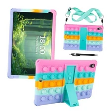for Urao 10.1 inch Tablet Case, Kids Soft Silicone Cover with Rainbow Pink